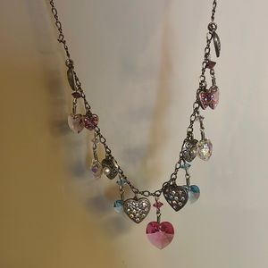 Sparkly crystal heart charm necklace